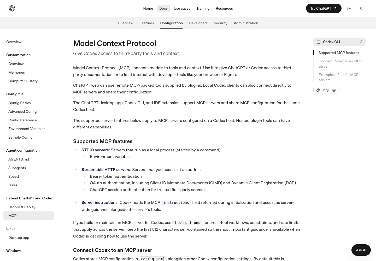 Client setup reference: official Codex documentation or entry page. This is not a screenshot of a new authenticated setup in every client.