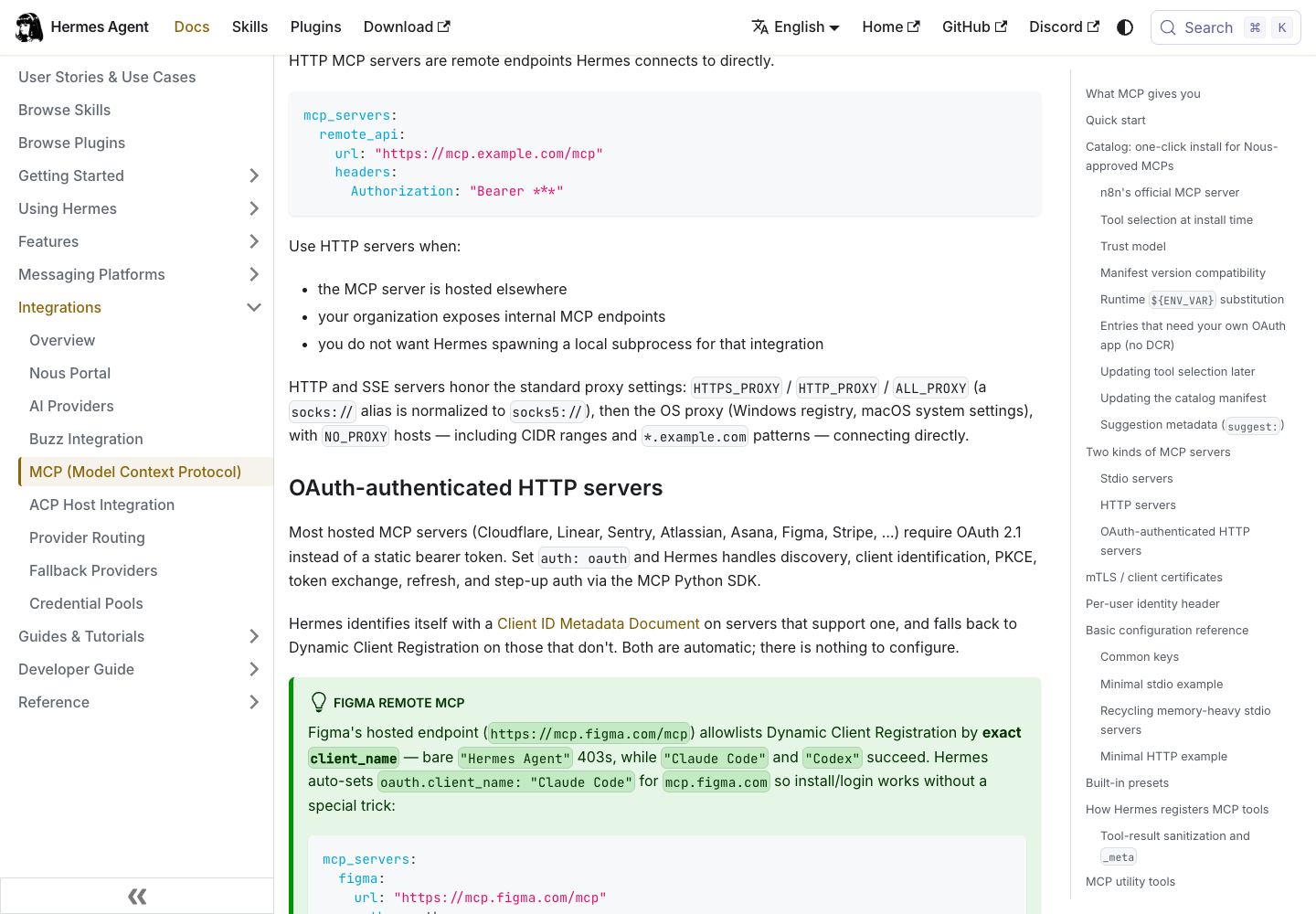 Client setup reference: official Hermes Agent documentation or entry page. This is not a screenshot of a new authenticated setup in every client.